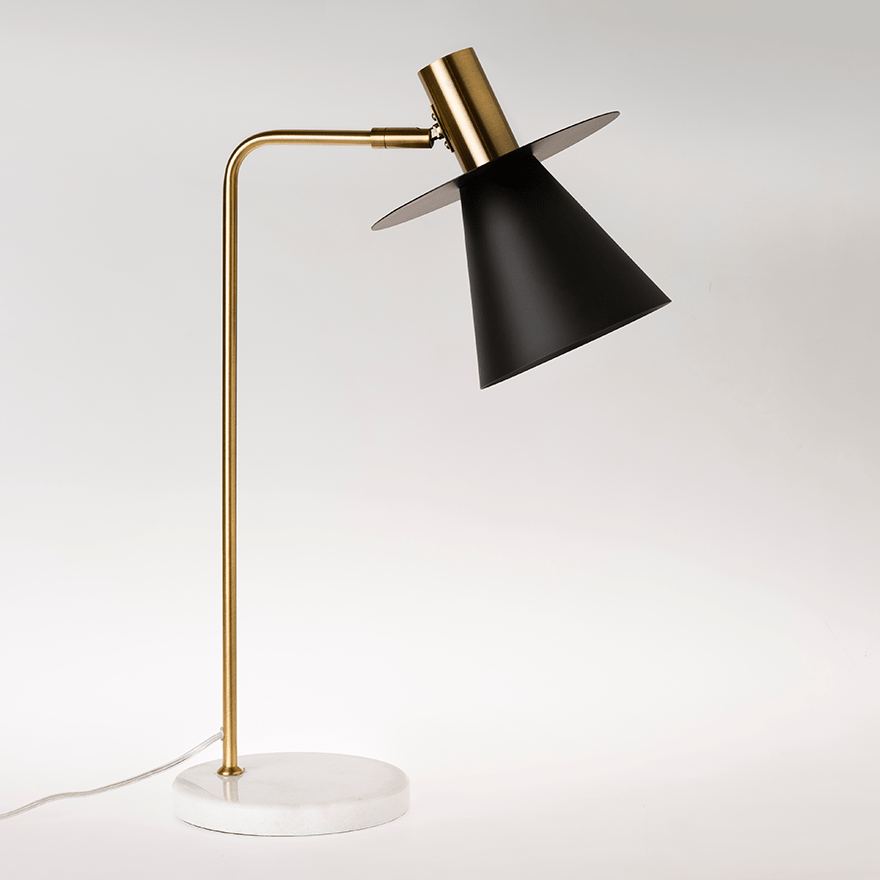 Addi Table Lamp with Brass Zero Disc and Cambio Shade D Black