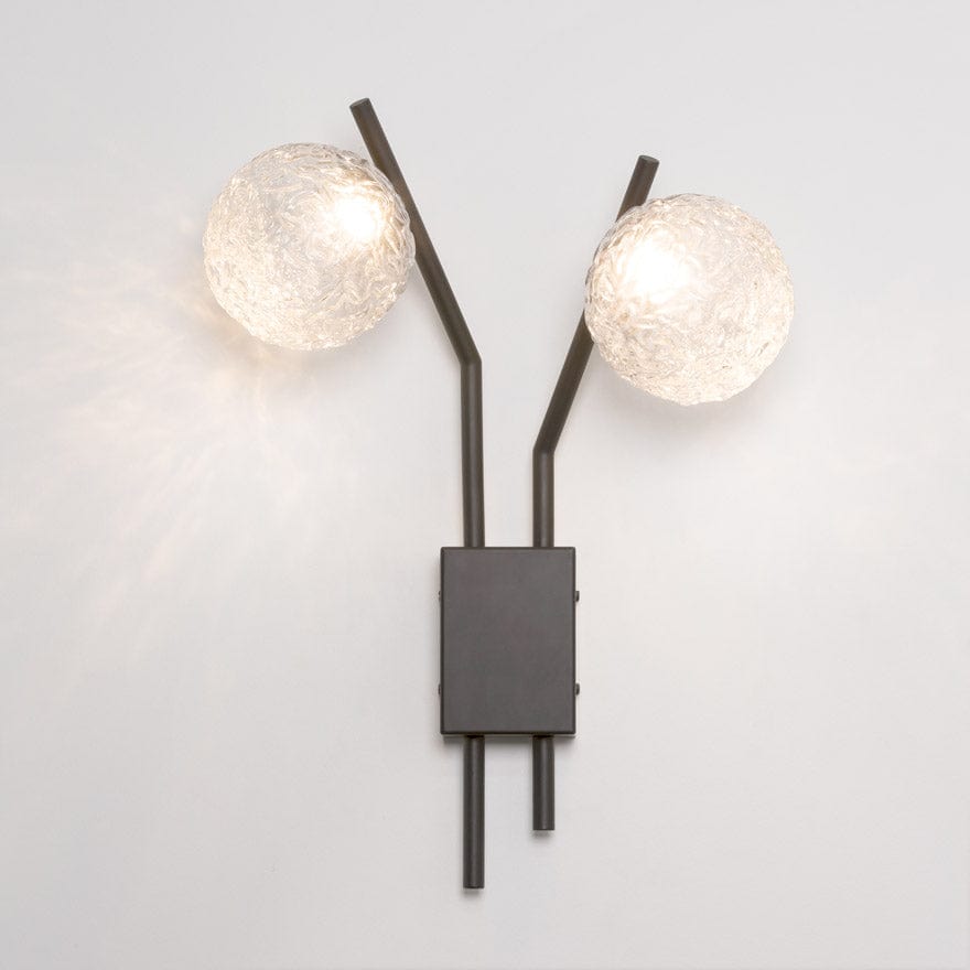 About Space Lighting Caterpillar Wall 2D Black with Clear Rippled Glass