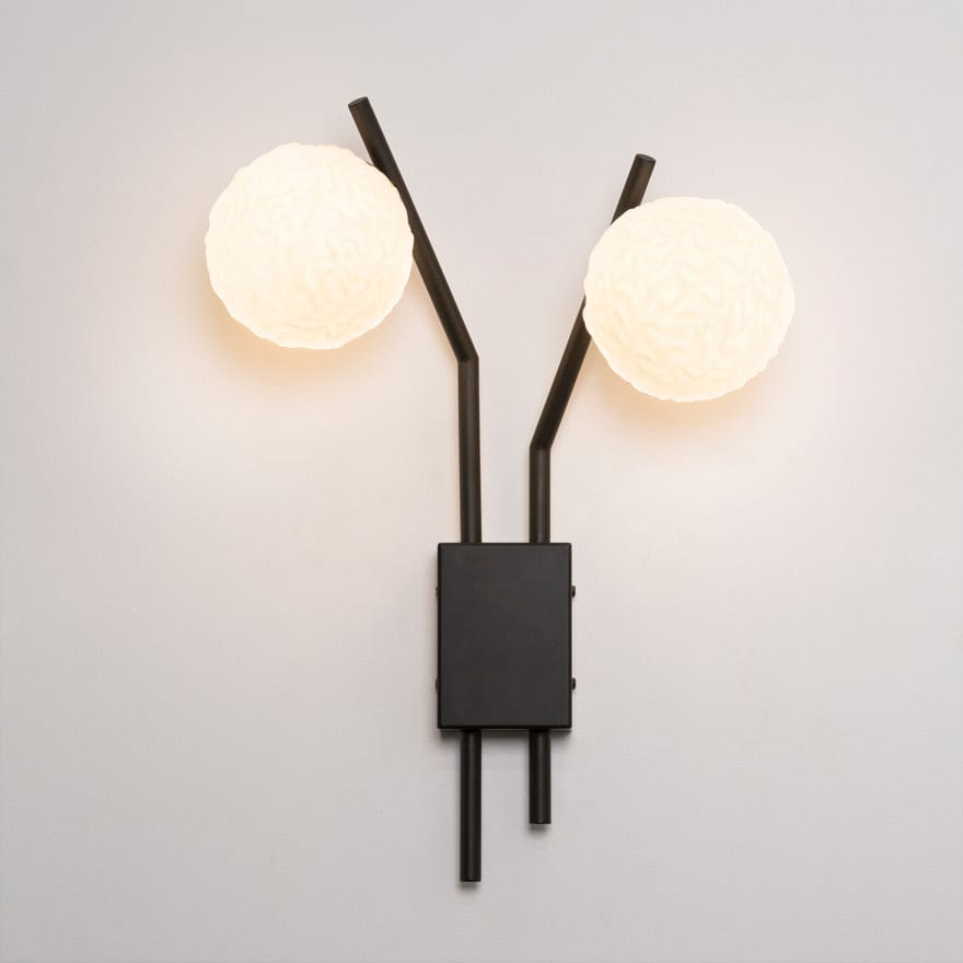 About Space Lighting Caterpillar Wall 2D Black with Rippled Opal Glass