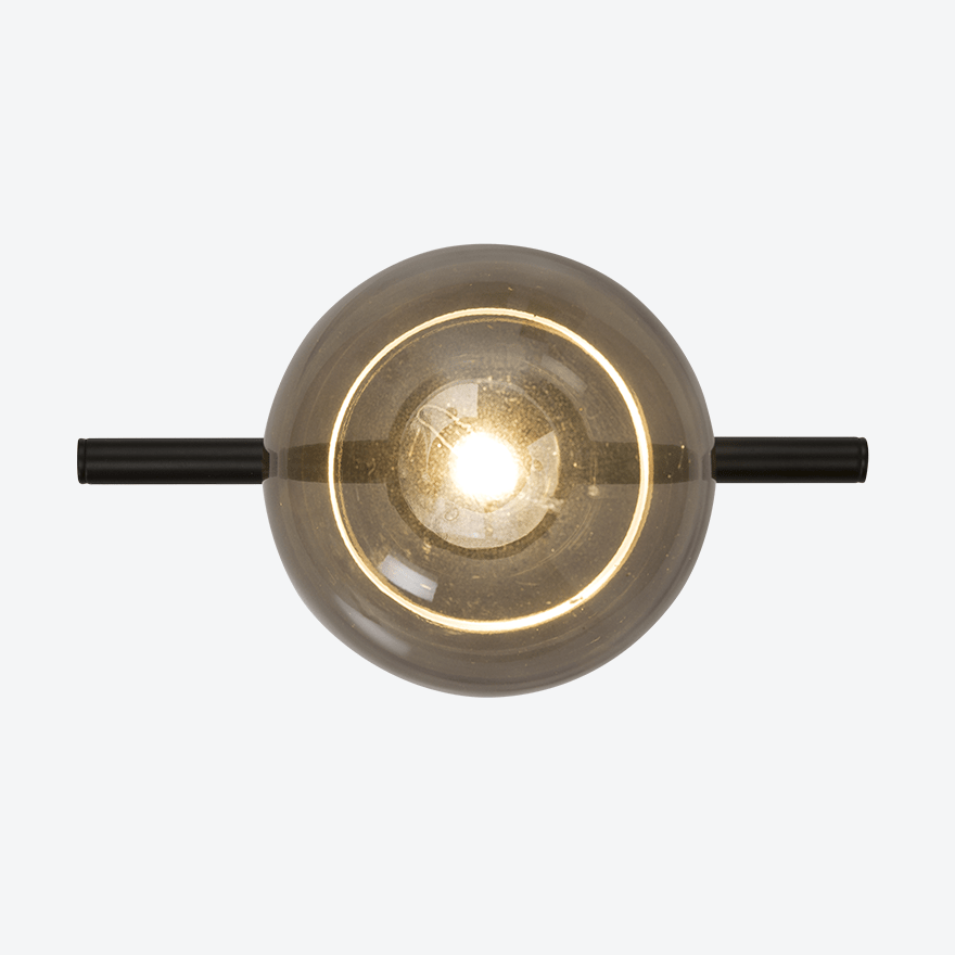 Caterpillar Wall A LED Indoor Wall Light With Yosh Smoke Round 100mm Glass