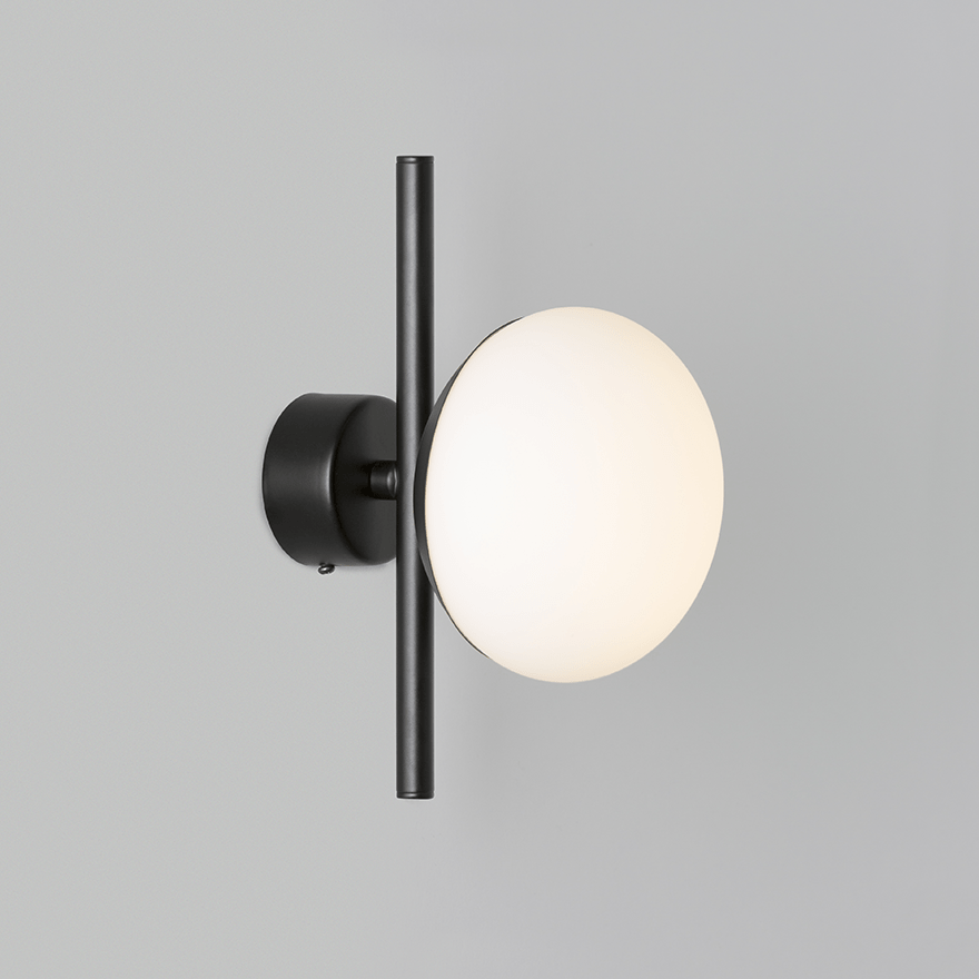 Caterpillar Wall A LED Indoor Wall Light with Yosh Flat Black Rim Glass