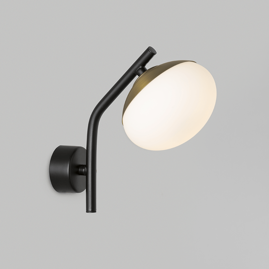 Caterpillar Wall B LED Indoor Wall Light Yosh Opal Flat Brass Rim Glass