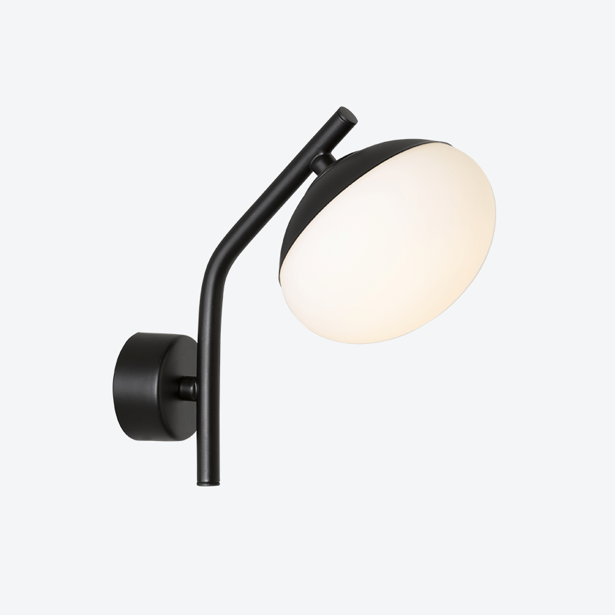 Caterpillar Wall B LED Indoor Wall Light Yosh Flat Black Rim Glass