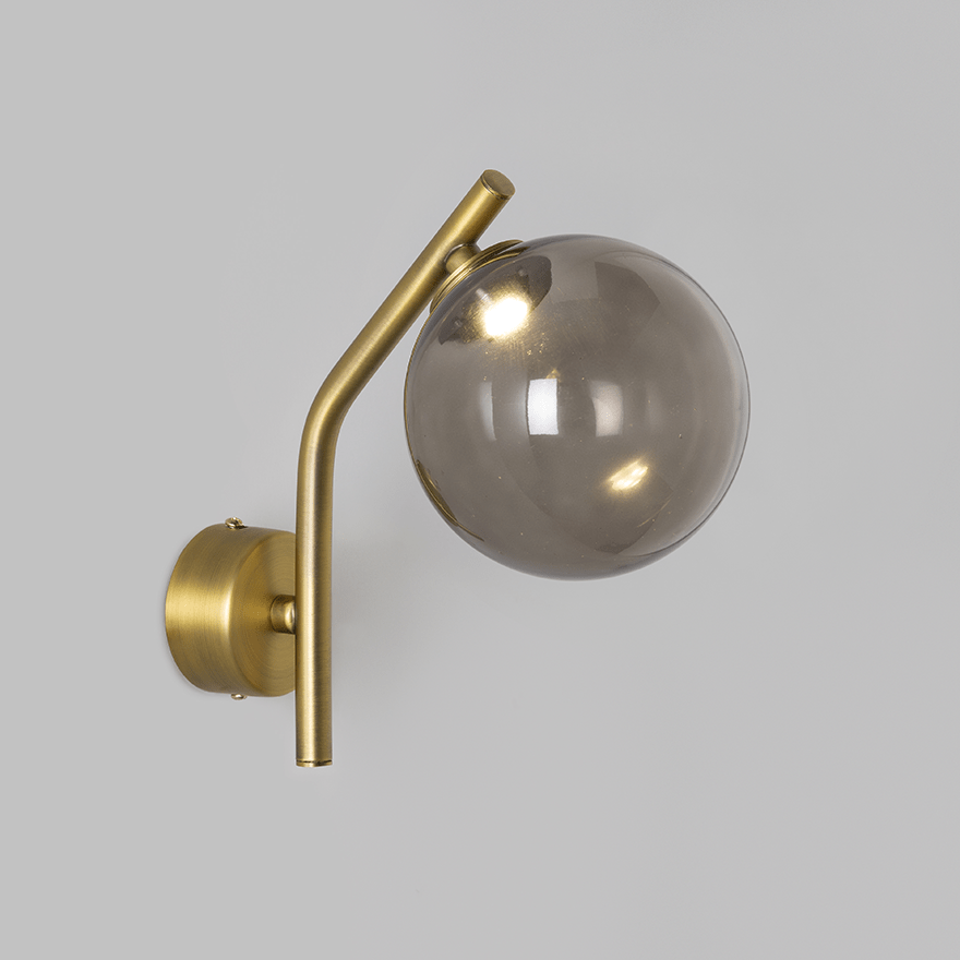 Caterpillar Wall B LED Indoor Wall Light Yosh Brass Smoke 120 Glass