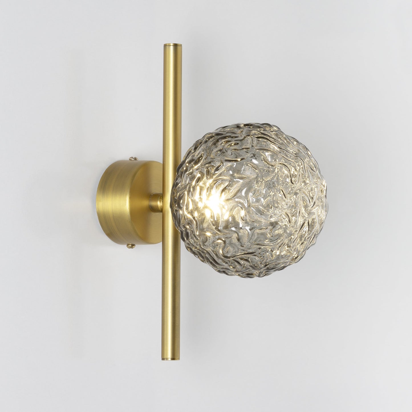 Caterpillar Wall A LED Indoor Wall Light With Yosh Glass Smoke Rippled