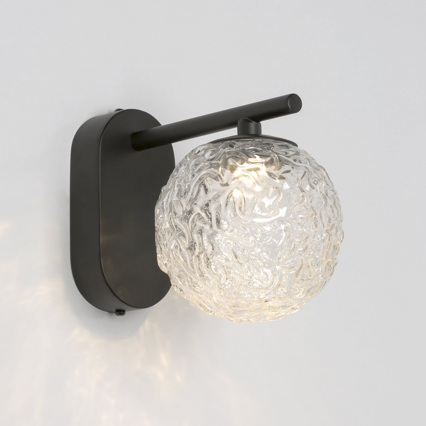 Caterpillar Wall C Black with Yosh Clear Rippled Glass