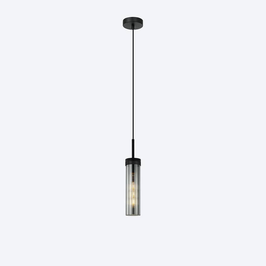About Space Lighting Georgia Glass Ribbed Pendant Light Smoke Glass