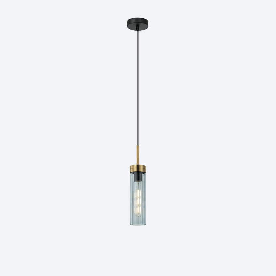 About Space Lighting Georgia Glass Ribbed Pendant Light Blue Glass
