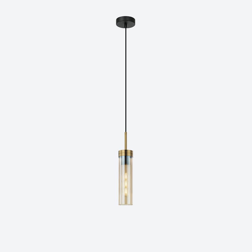 About Space Lighting Georgia Glass Ribbed Pendant Light Champagne Glass