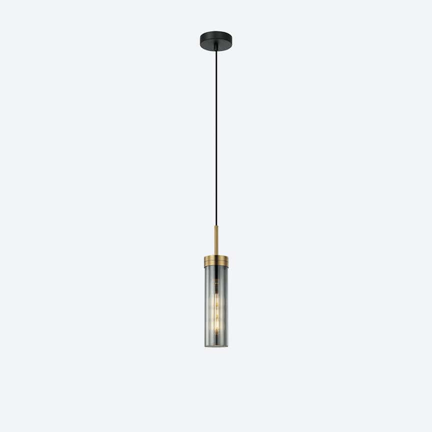 About Space Lighting Georgia Glass Ribbed Pendant Light Smoke Glass