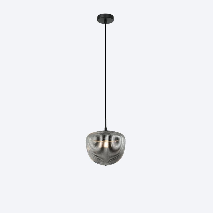 HUDSON S RIBBED GLASS PENDANT SMOKE