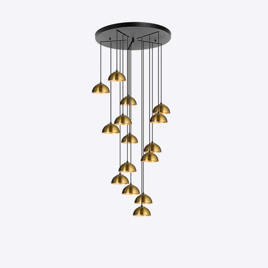 About Space Lighting Yosh Shade A 15 Drop Brass LED Chandelier