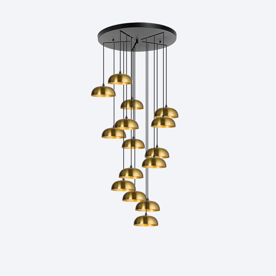 About Space Lighting Yosh Shade B 15 Drop Brass LED Chandelier