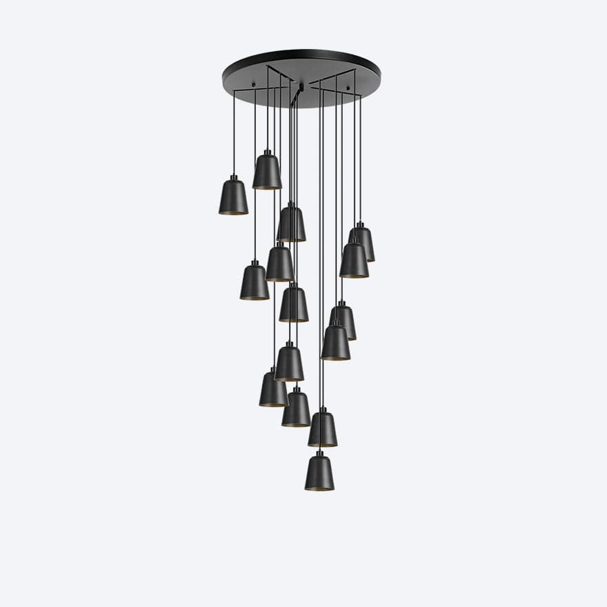 About Space Lighting Yosh Shade C 15 Drop Black LED Chandelier