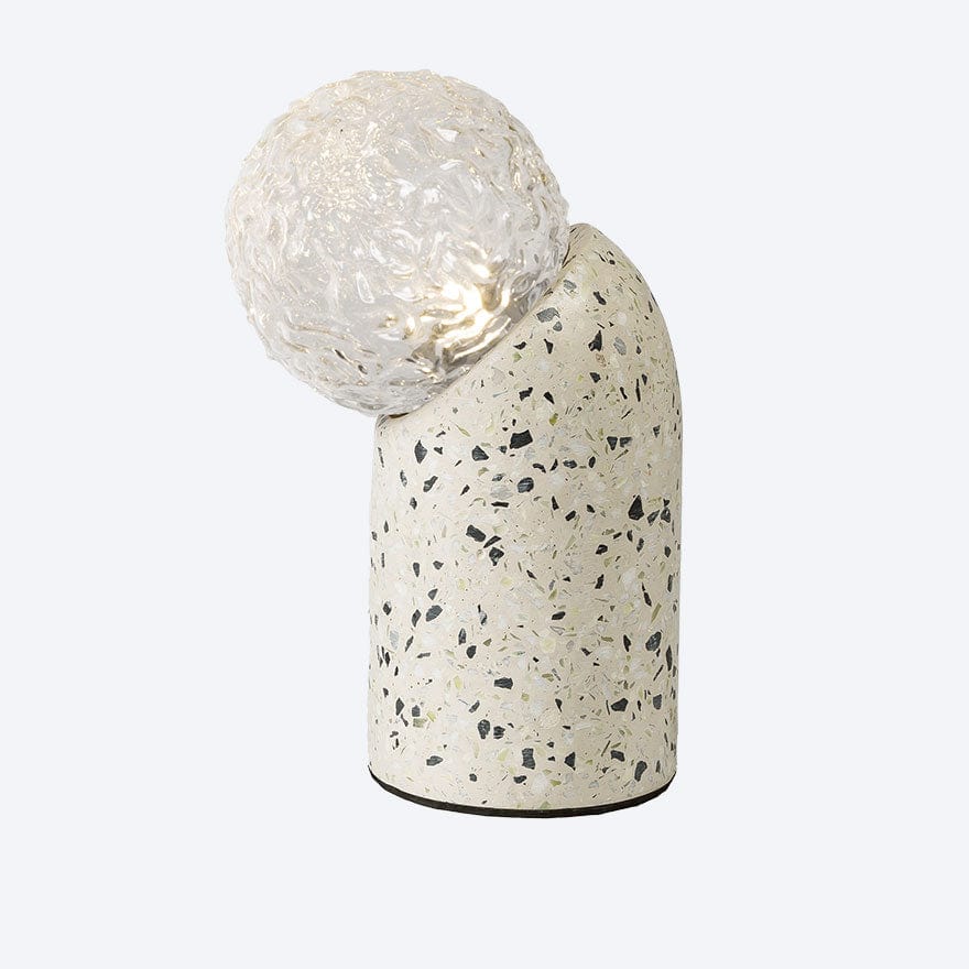 SOL TABLE LAMP MILKY WITH YOSH CLEAR RIPPLED ON